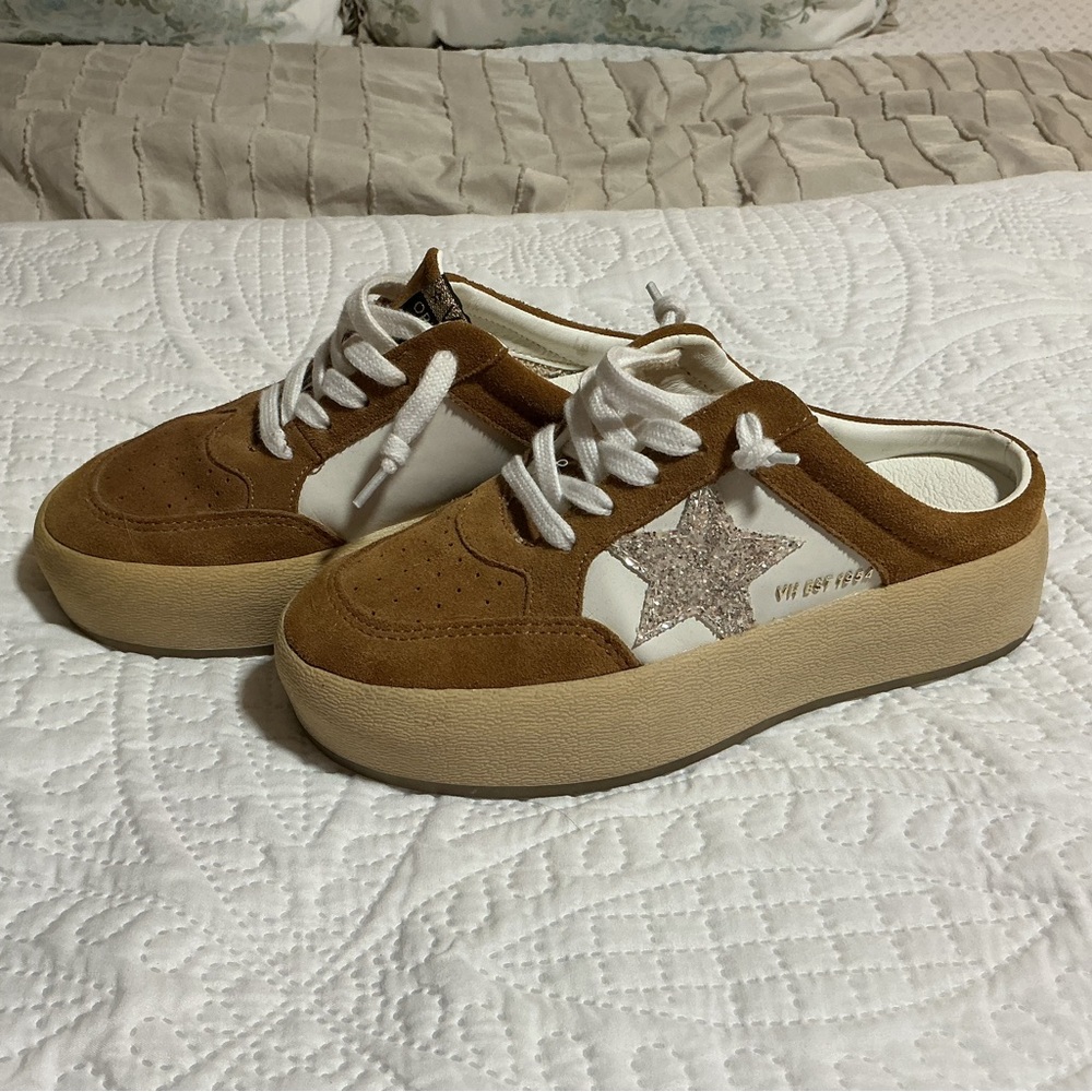 Brown and White womens Shoes